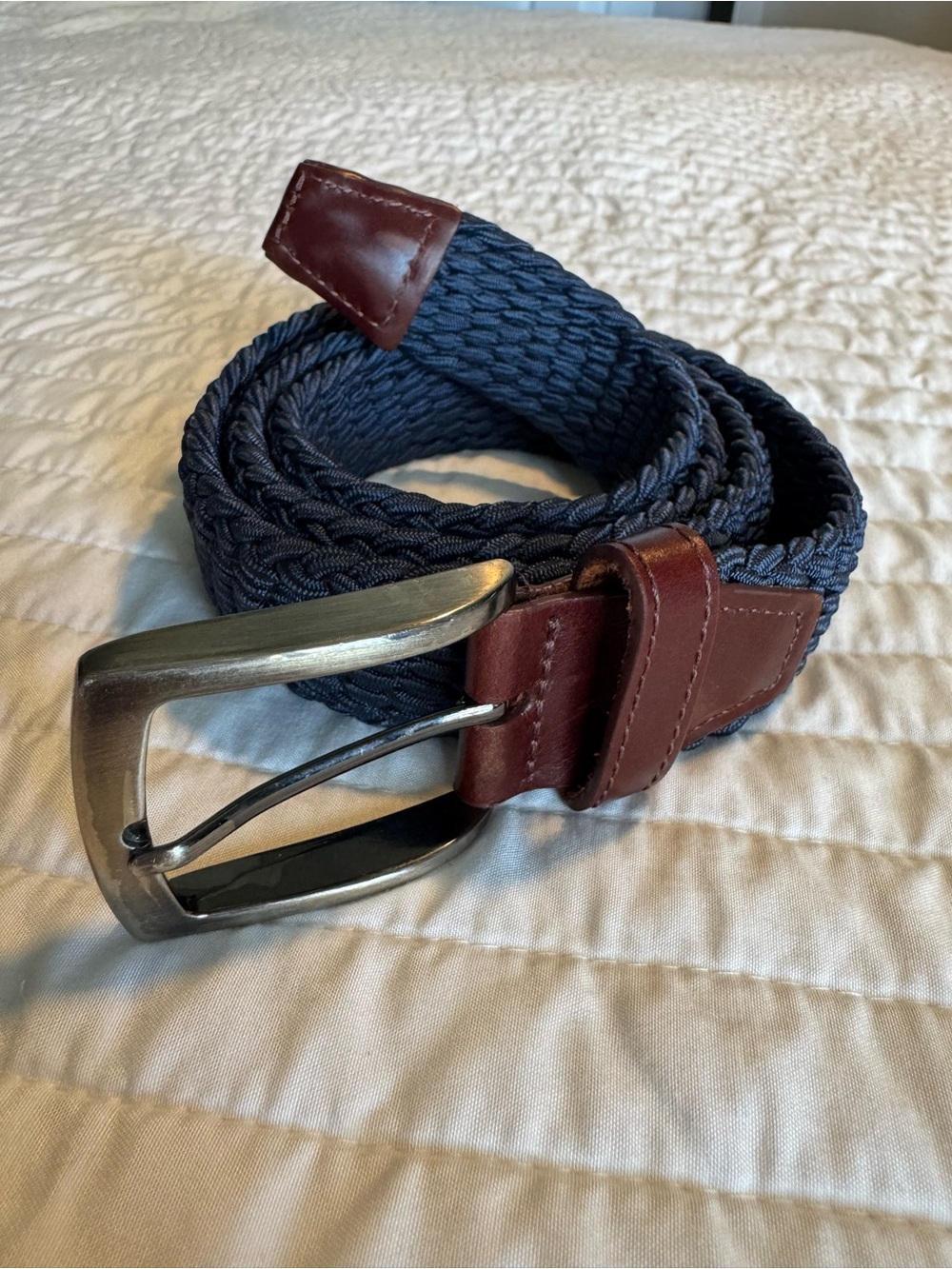 Johnston & Murphy J&M Blue Stretch Woven Belt Size 38 Braided Casual